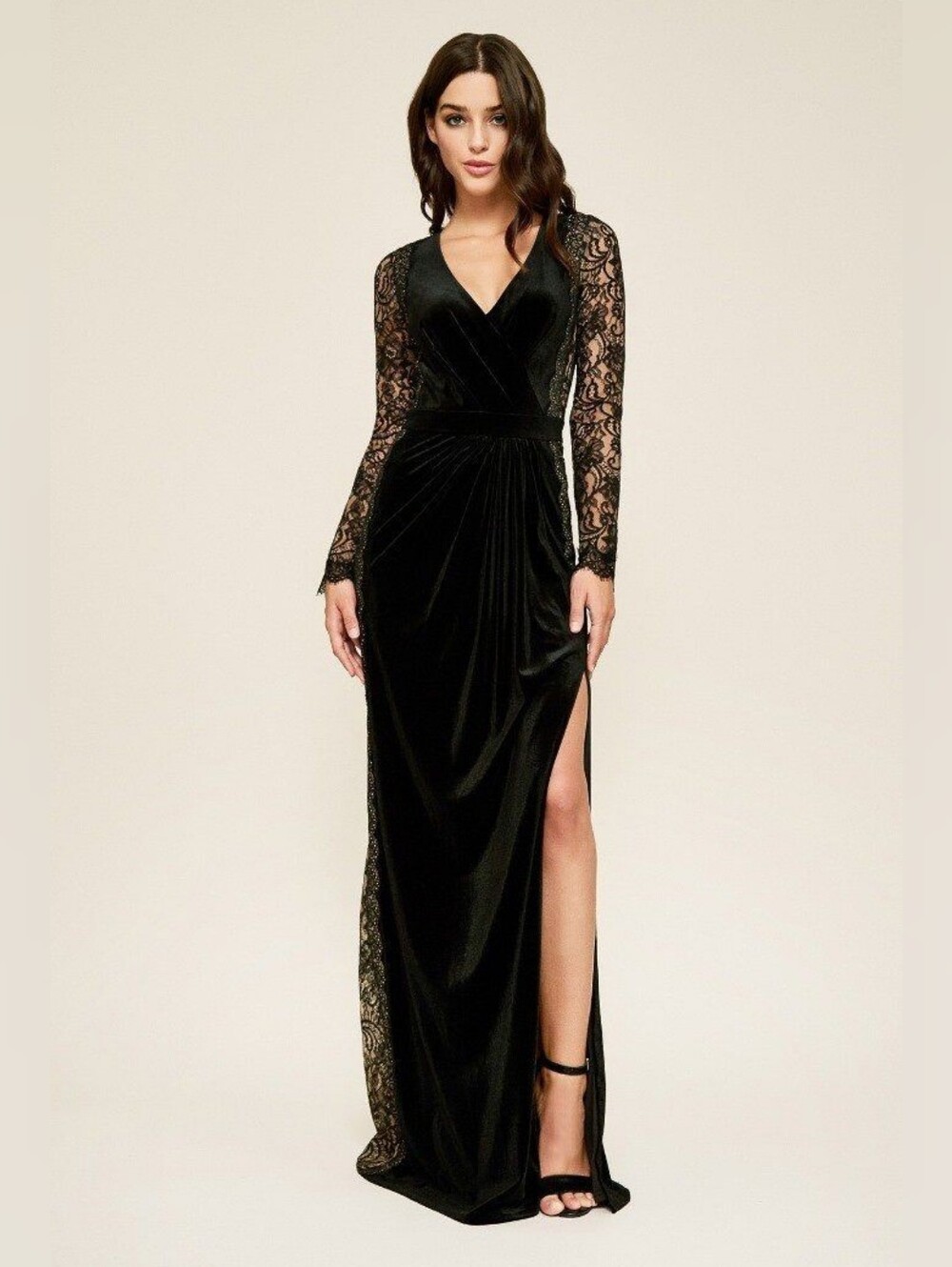 Tadashi Shoji Velvet & Lace Evening Gown 12 EUC